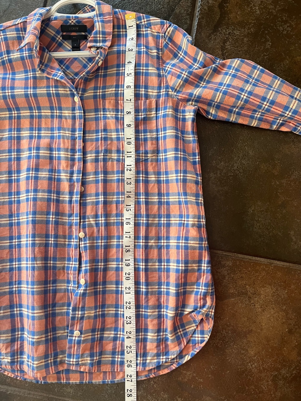 🌸2/20 J.Crew “The Boy Shirt” Pink Plaid 100% Cotton Preppy Coastal Size 4 - Picture 6 of 9